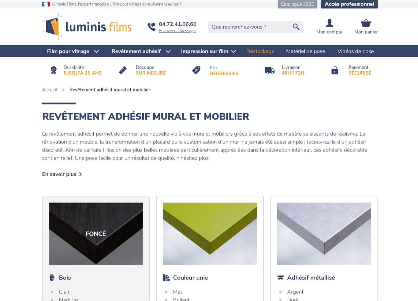 Revêtement adhésif