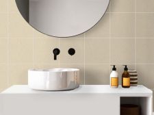 Azulejos de pared adhesivos de efecto cuero mate de color blanco hueso