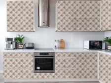 Adhésif pour meuble tissu matelassé beige Façade de cuisine