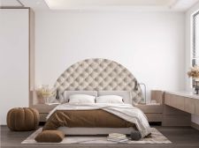 Adhésif pour meuble tissu matelassé beige Demi-rond