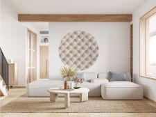 Adhésif pour meuble tissu matelassé beige Rond