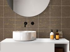 Adesivo imitazione tessuti vintage marrone e oro Piastrelle per pareti Adesivo imitazione tessuti vintage marrone e oro Piastrelle per pareti