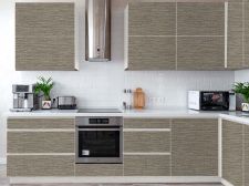 Revêtement décoratif tissu beige et mokka Façade de cuisine