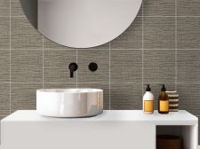 Revêtement décoratif tissu beige et mokka Carrelage mural