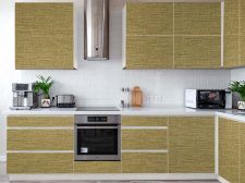 Rivestimento decorativo in tessuto beige e oro Fronte cucina Rivestimento decorativo in tessuto beige e oro Fronte cucina
