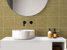 Révêtement décoratif tissu beige et doré Carrelage mural