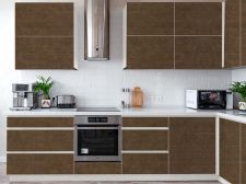 Revêtement décoratif tissu marron brossé Façade de cuisine