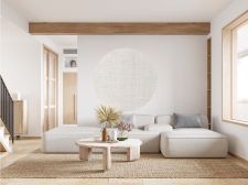Adhesivo decorativo imitación de tejido de espiga beige Redondo Adhesivo decorativo imitación de tejido de espiga beige Redondo