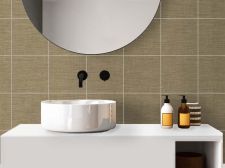 Adesivo decorativo in finto tessuto beige scuro Piastrelle per pareti Adesivo decorativo in finto tessuto beige scuro Piastrelle per pareti