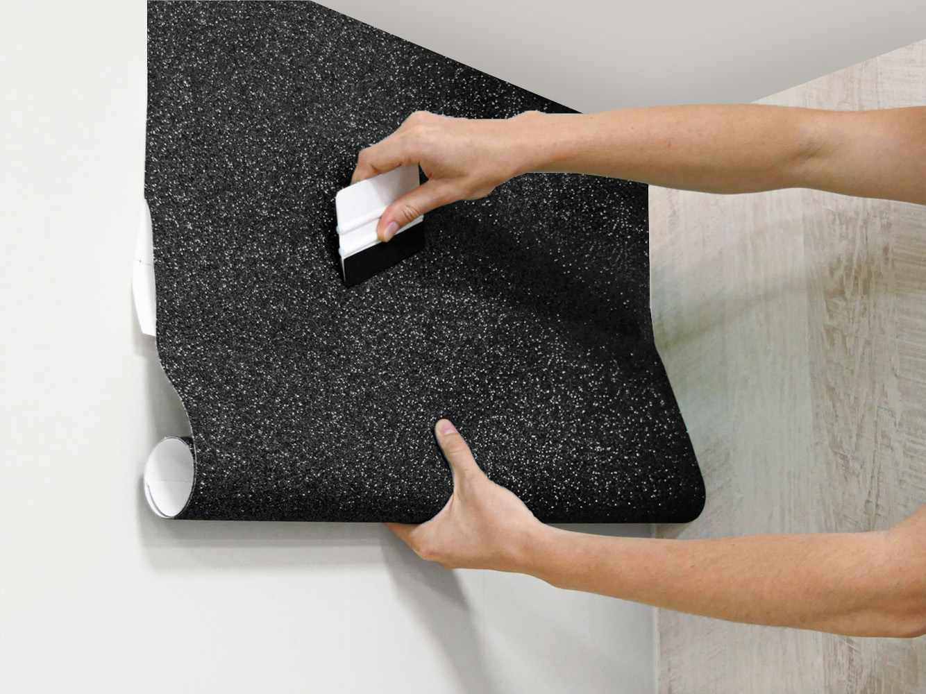 Adhésif pour meuble pailleté noir