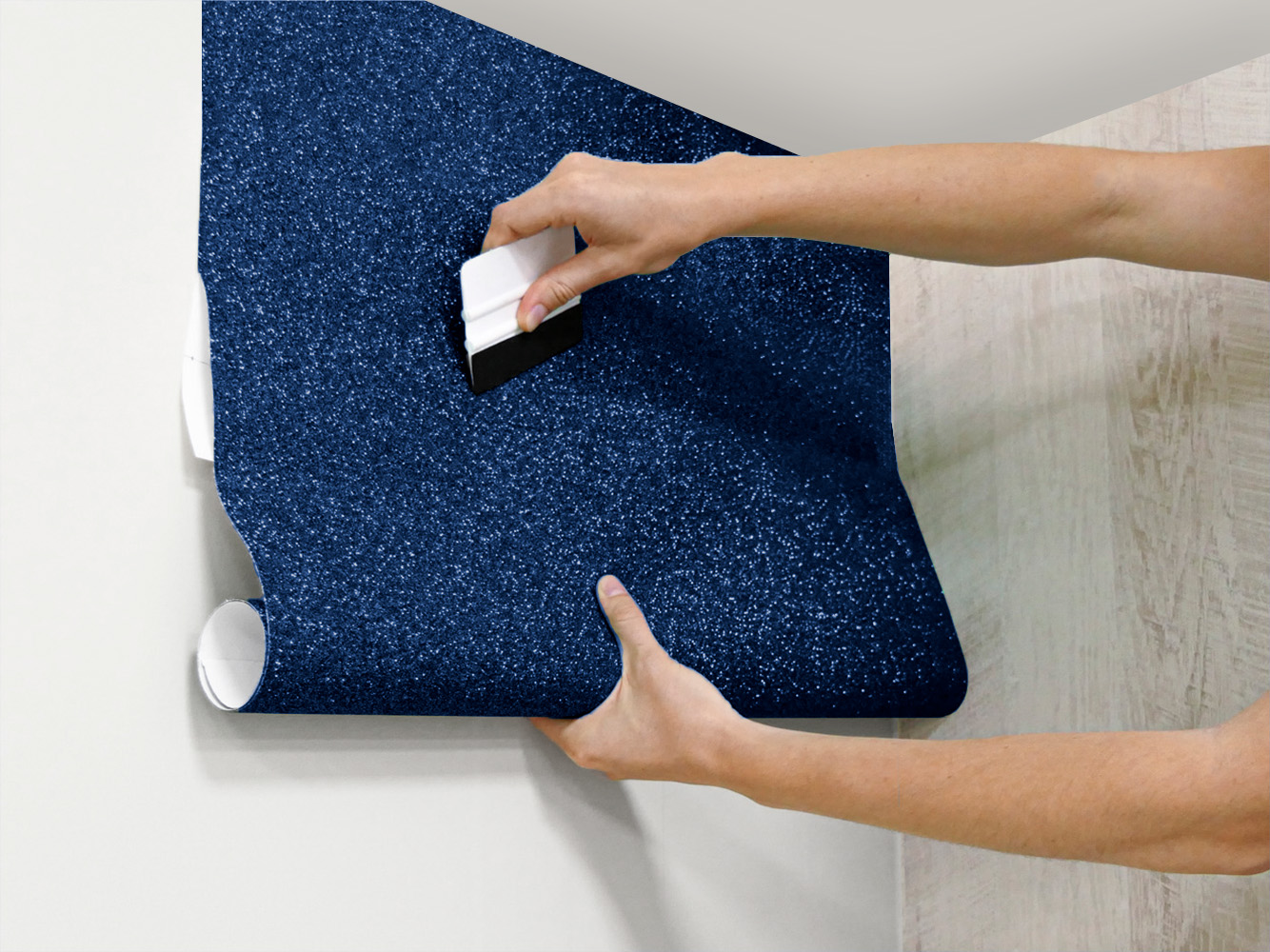 Adhésif décoratif pailleté bleu nuit