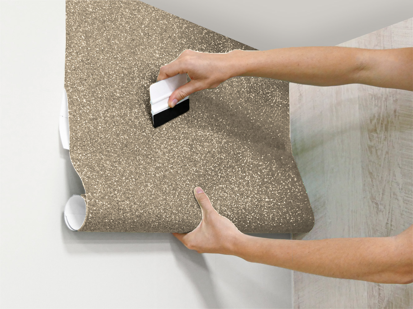 Adhésif décoratif pailleté champagne