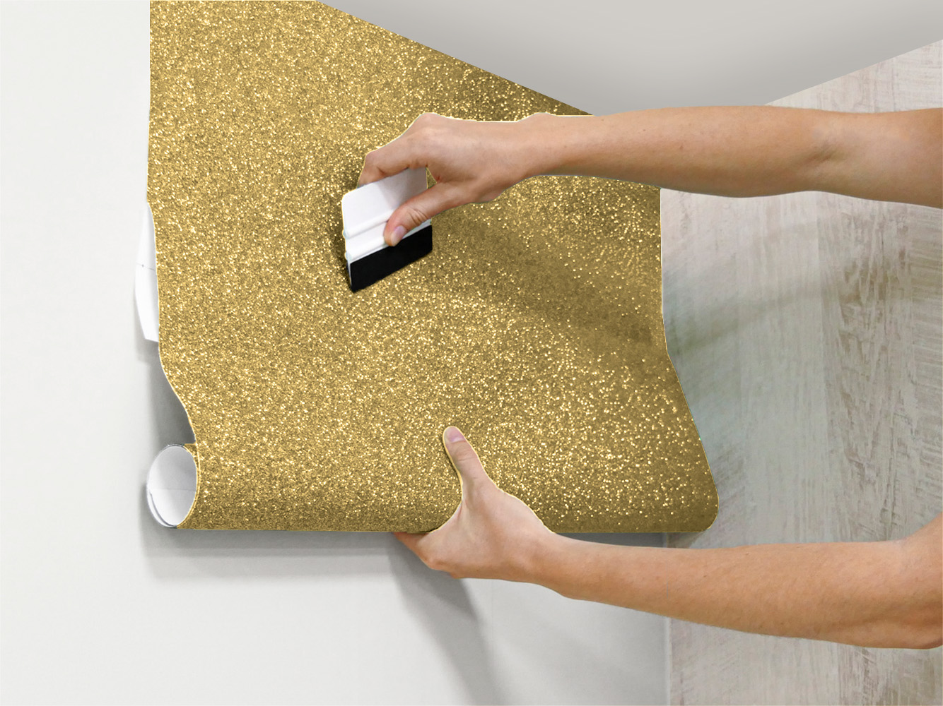 Adhésif décoratif pailleté or