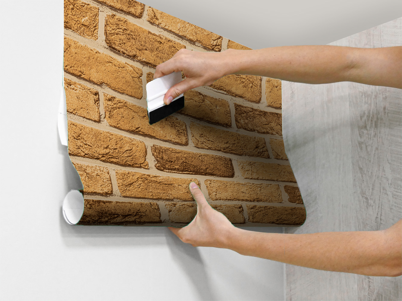 Papel pintado de ladrillo beige