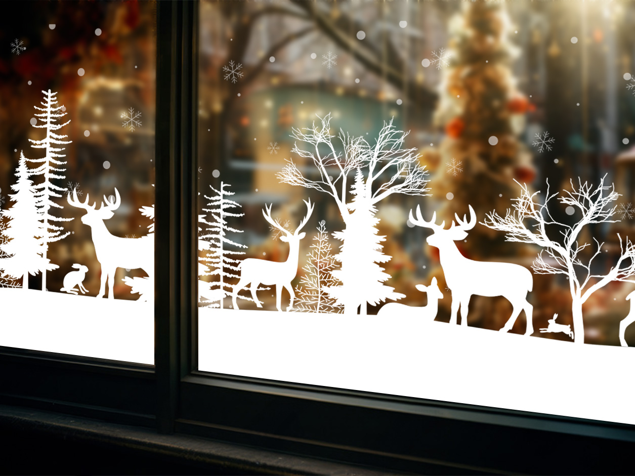 Vitrophanie Rennes de Noël repositionnable