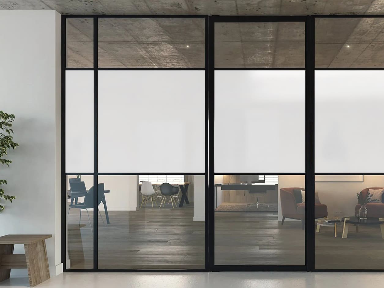 - Luminis Films - Particulier Vitrage intérieur équipé du film électrostatique semi-opaque blanc