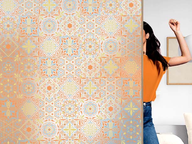  Pellicola decorativa personalizzabile con motivo a quadri di Barcellona. Pellicole Luminis