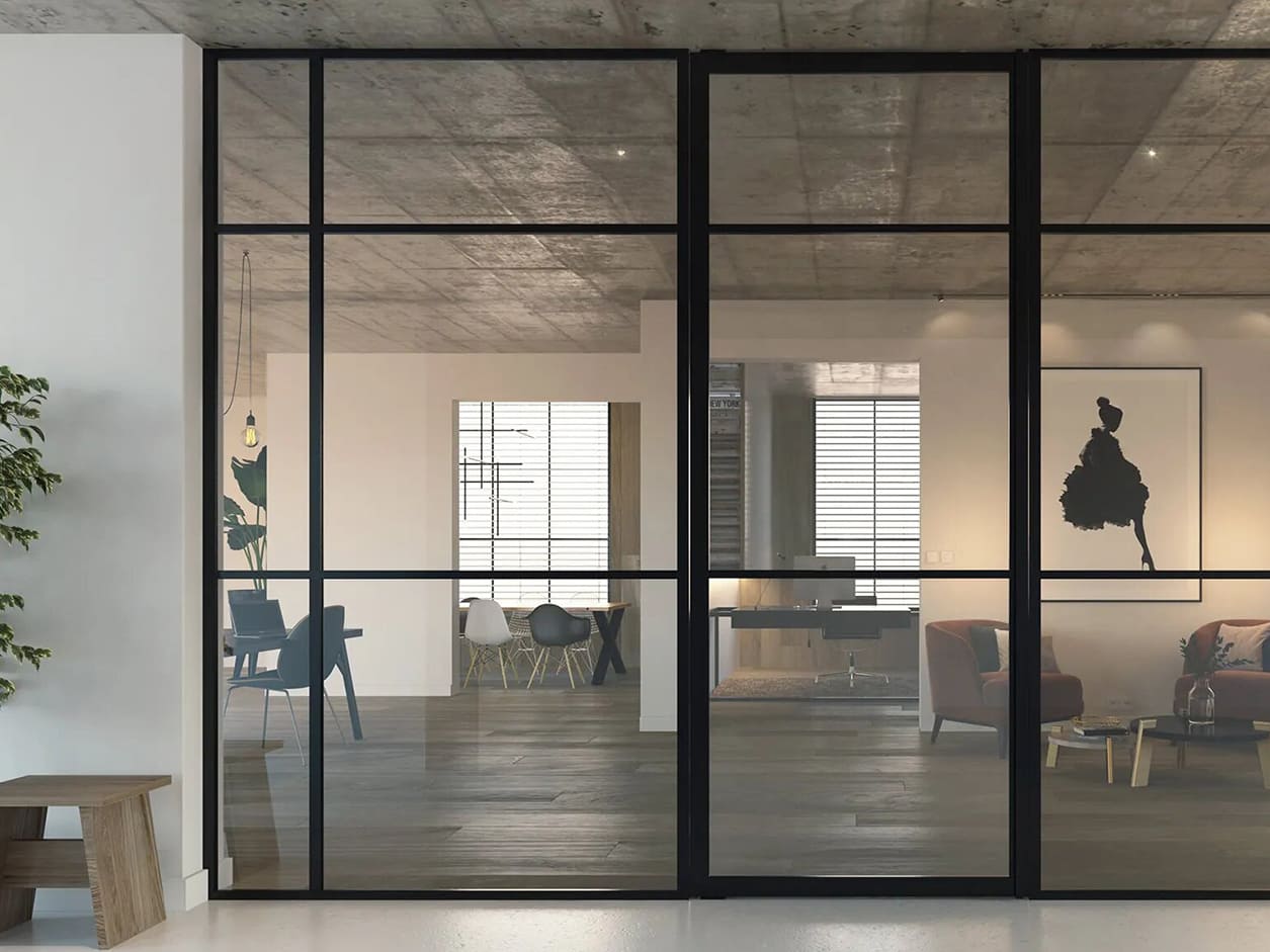 Salon équipé avant et après du film électrostatique dépoli translucide