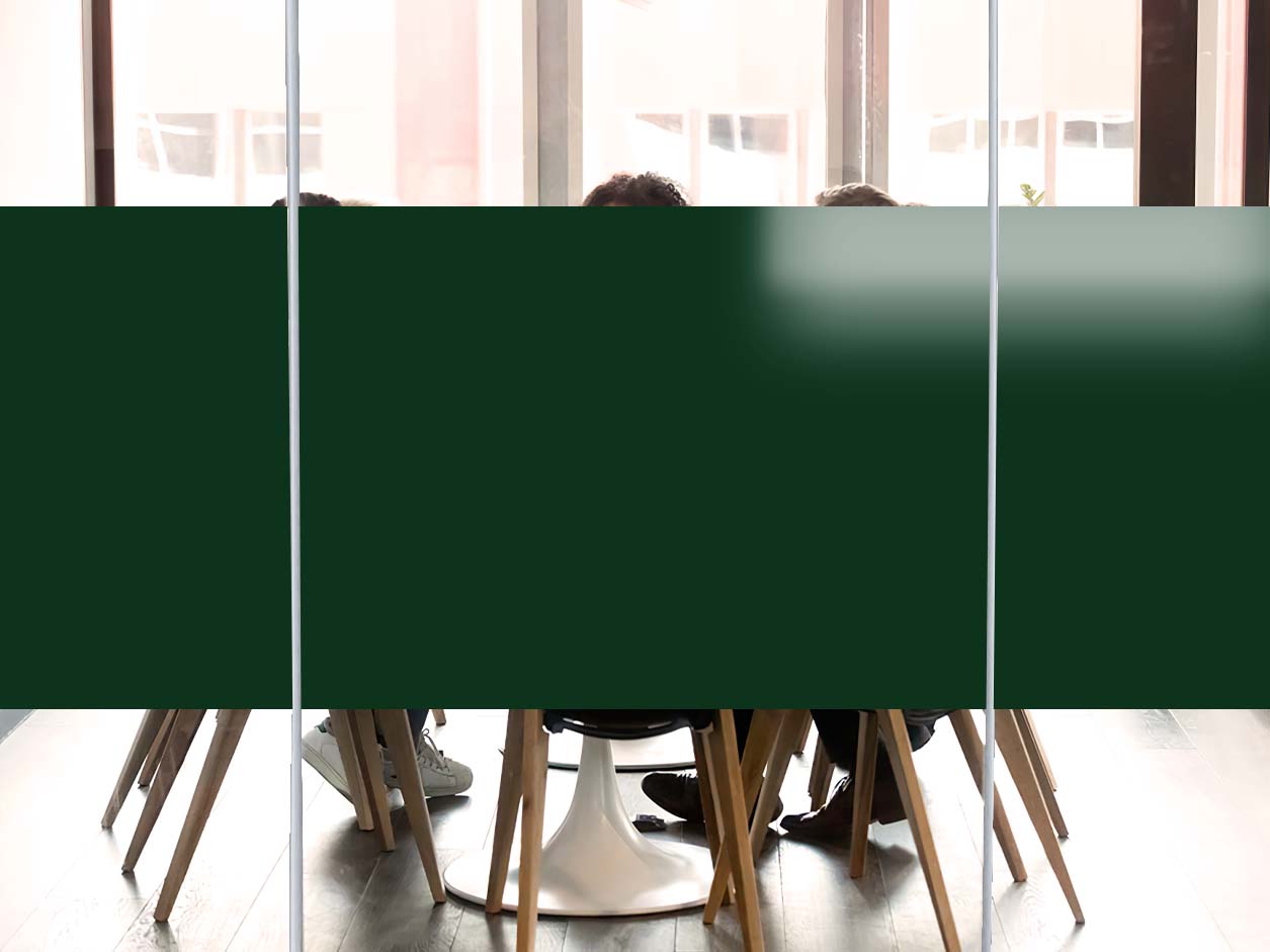 Meeting room equipped with green opaque film