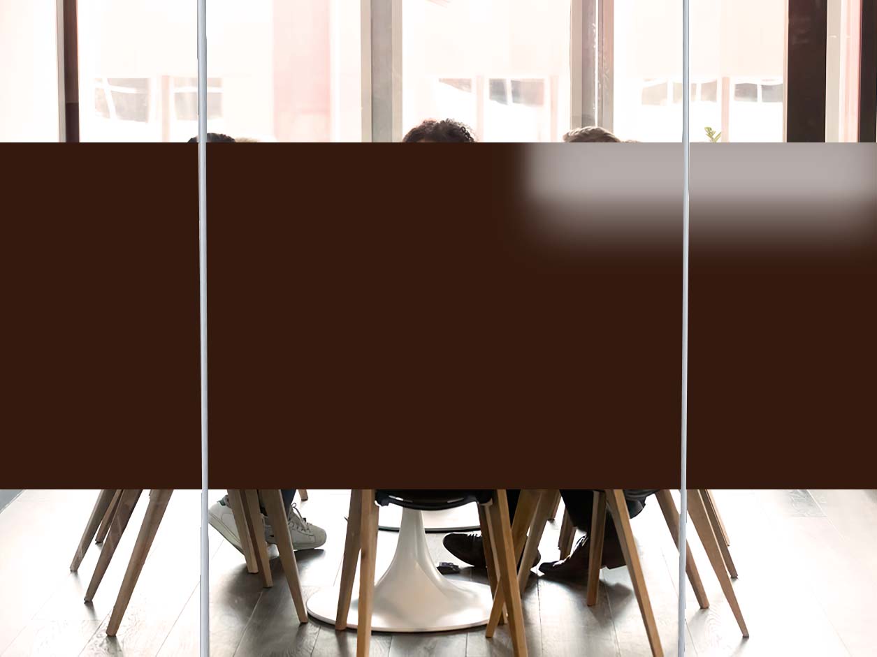 Meeting room equipped with brown opaque film