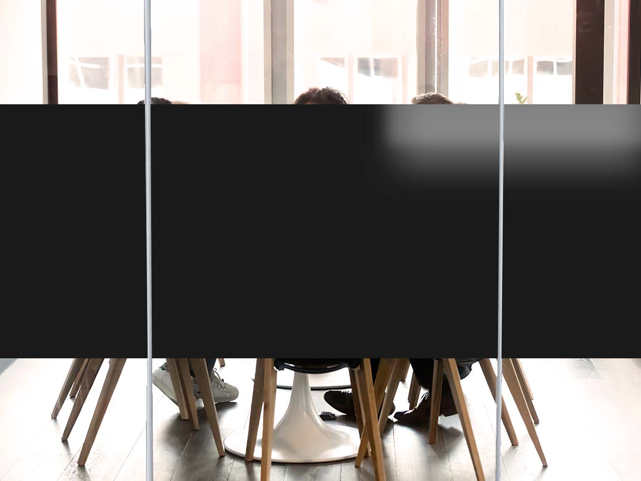 Meeting room with black opaque film