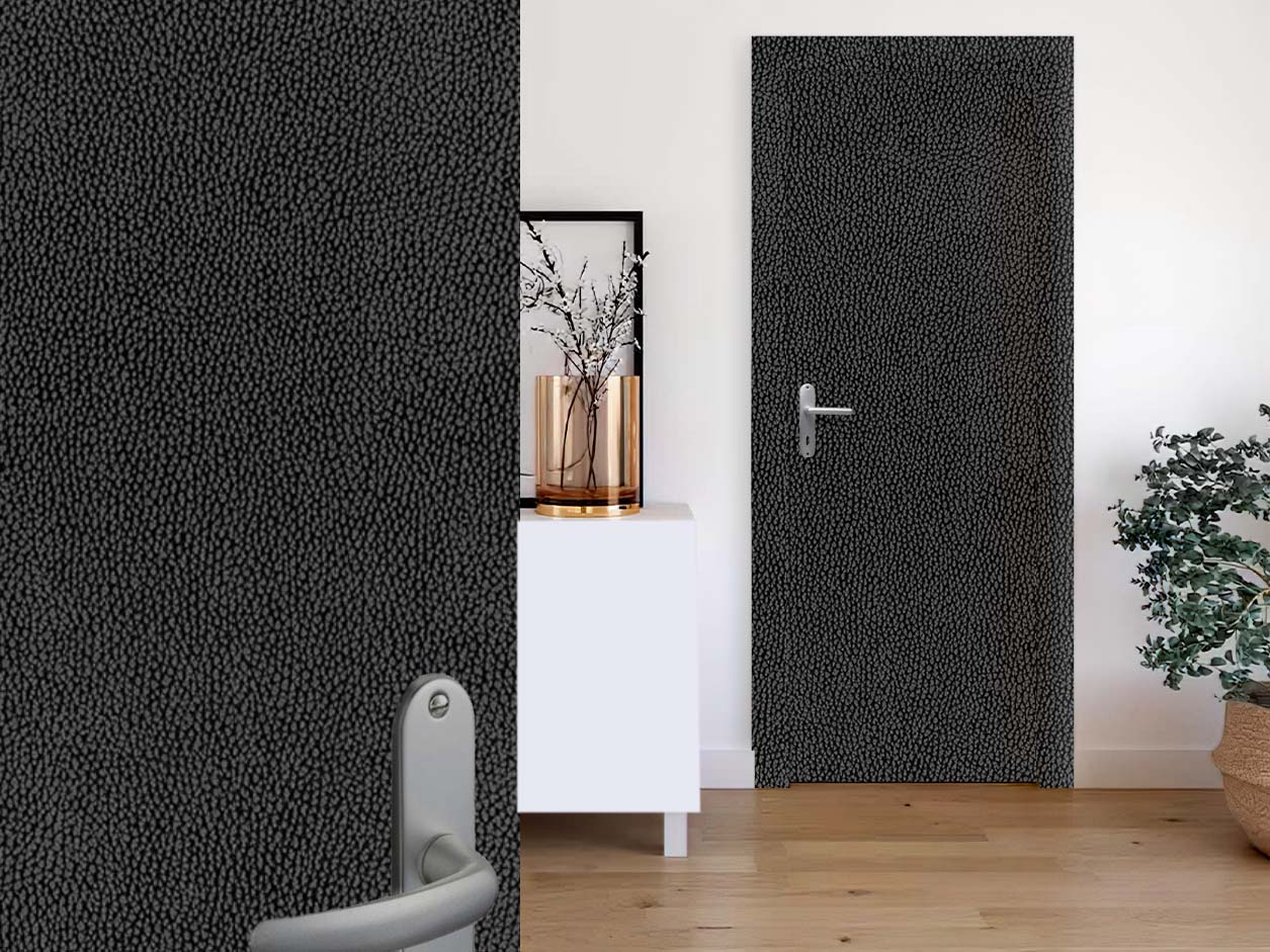 Black and silver leather-effect decorative adhesive. Luminis Films