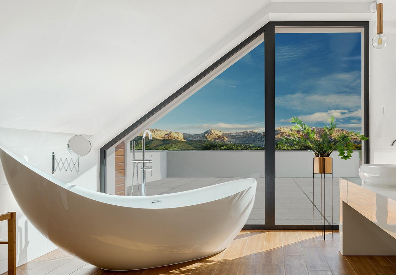 - Luminis Films - Professionnel film pour vitrage miroir sans tain couleur nickel pris de vue intérieur