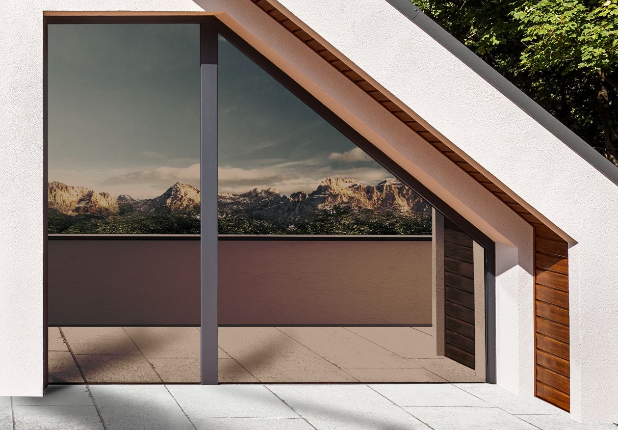 film for electrostatic glazing one-way mirror bronze colour exterior view