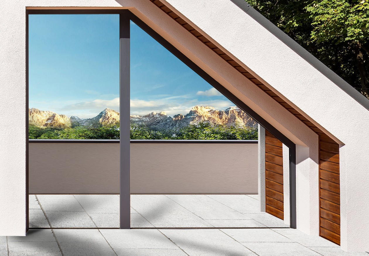 - Luminis Films - Individual film for one-way mirror glass, silver colour, exterior view
