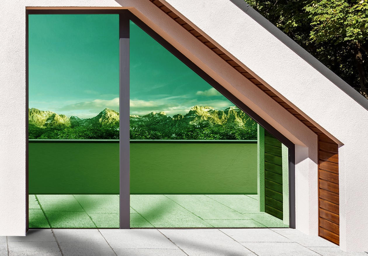 - Luminis Films - Individual film for one-way mirror glass green colour for external view