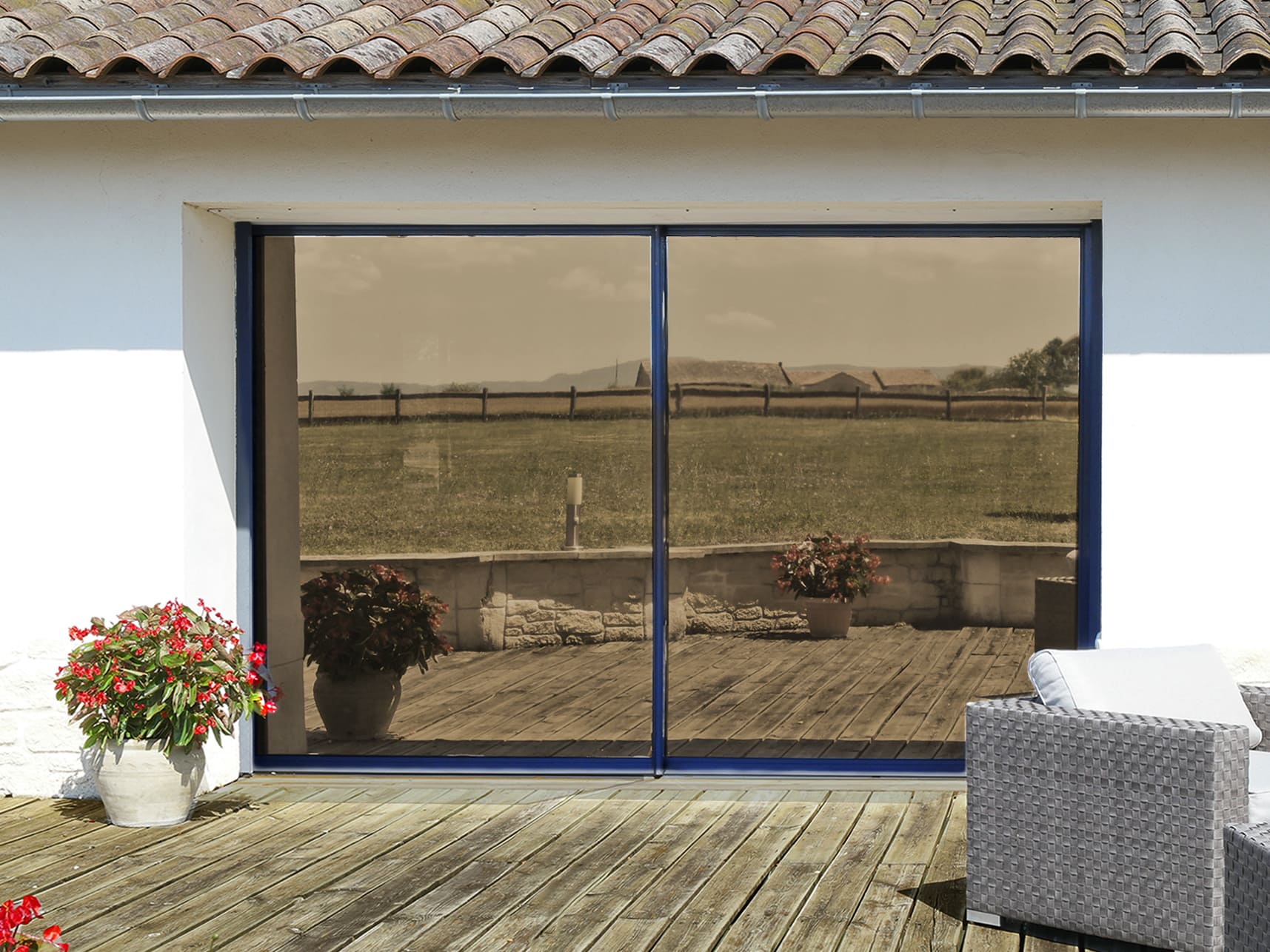 - Luminis Films - Individual External view with and without the bronze heat protection film