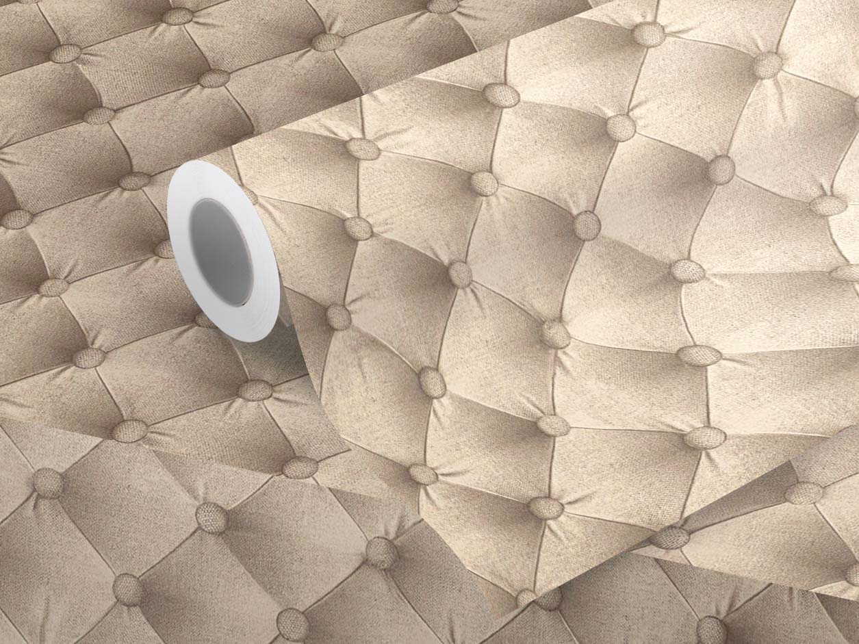 Adhesive tape for furniture with beige quilted fabric. Luminis Films