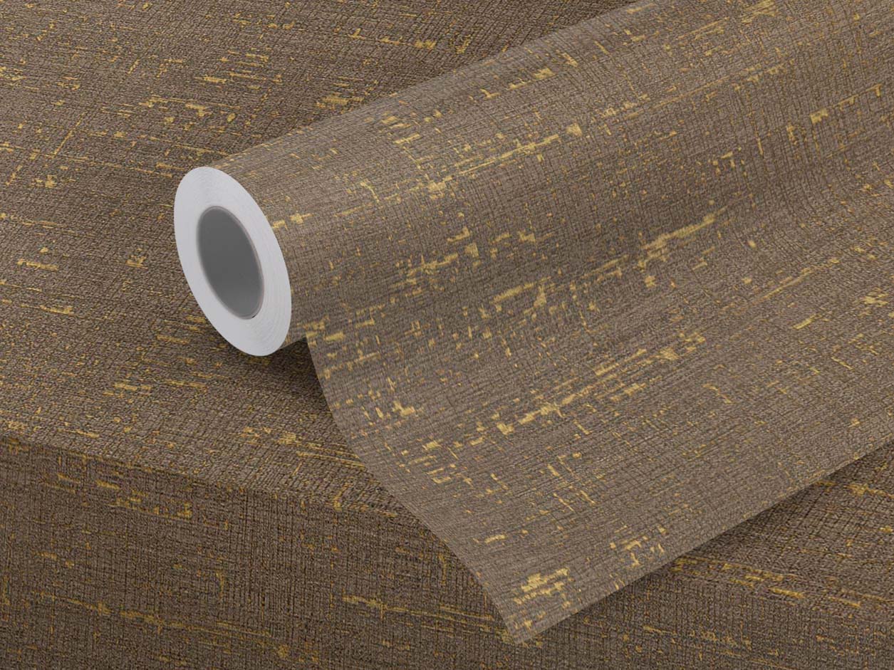 Adhesive imitation vintage fabrics brown and gold. Luminis Films