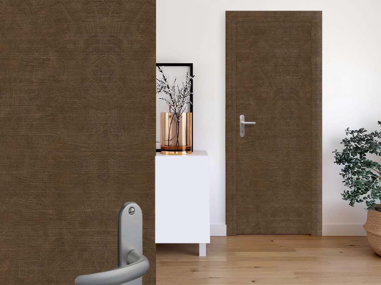 Decorative brushed brown fabric covering. Luminis Films