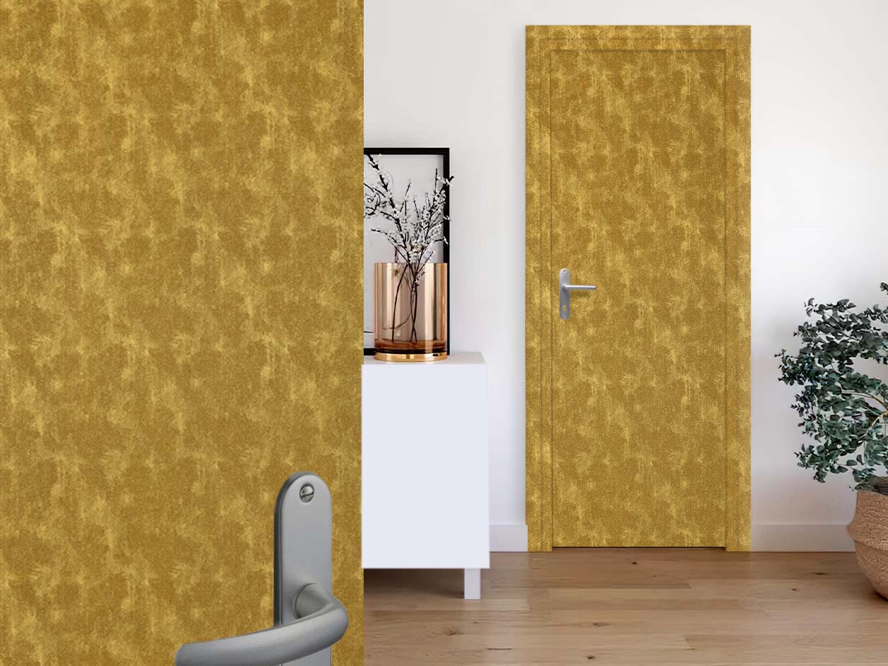 Decorative coating with antique gold fabric effect . Luminis Films