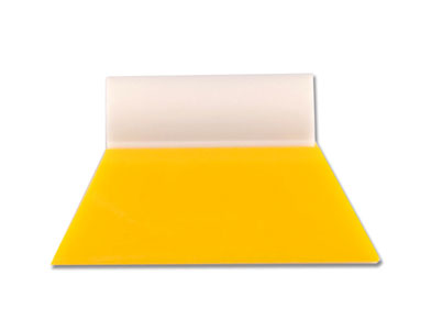 Gelber Teflon-Rakel mit weißem Griff: Yellow Turbo (8.5cm). Luminis Filme