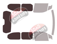 Gabarit vitrage - kit 3/4 arrière - Peugeot Rifter (1) Long 4-5 portes (depuis 2018)