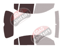 Gabarit vitrage - kit 3/4 arrière - Kia Rio (2) 5 portes (2005 - 2011)
