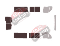 Gabarit vitrage - kit 3/4 arrière - Nissan Interstar (1) Moyen 5 portes (1997 - 2011) Gabarit vitrage - kit 3/4 arrière - Nissan Interstar (1) Moyen 5 portes (1997 - 2011)