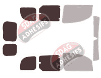 Gabarit vitrage - kit 3/4 arrière - Nissan Kubistar (2) 6 portes (2008 - 2022)