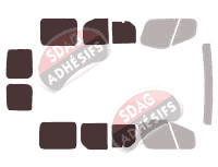 Gabarit vitrage - kit 3/4 arrière - Nissan PrimaStar (1) Court 5 portes (2002 - 2015)