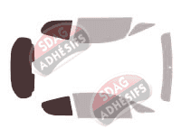 Gabarit vitrage - kit 3/4 arrière - Mitsubishi Colt (8) Phase 2 3 portes (2009 - 2012)