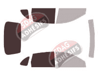 Gabarit vitrage - kit 3/4 arrière - Nissan Almera (2) Tino 5 portes (2000 - 2007)