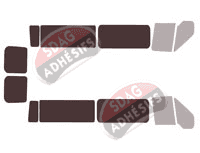 Gabarit vitrage - kit 3/4 arrière - Ford Transit (4) Long 6 portes (2000 - 2013)