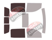 Gabarit vitrage - kit 3/4 arrière - Gmc 2500-3500 Sierra (4) Crew Cab Pick-up 4 portes (2014 - 2019)