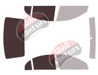 Gabarit vitrage - kit 3/4 arrière - Kia Pride Berline 4 portes (2005 - 2011)