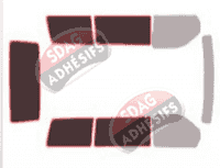 Gabarit vitrage - kit 3/4 arrière - Mercedes-Benz Classe V / EQV (1) 4 portes (1996 - 2003)