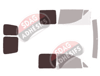 Gabarit vitrage - kit 3/4 arrière - Volkswagen Caddy (3) Utilitaire 5/6 portes (2004 - 2016)