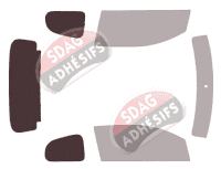 Gabarit vitrage - kit 3/4 arrière - Citroën C1 (2) 3 portes (2014 - 2022)