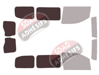 Gabarit vitrage - kit 3/4 arrière - Toyota ProAce (2) Compact 5/6 portes (depuis 2016)
